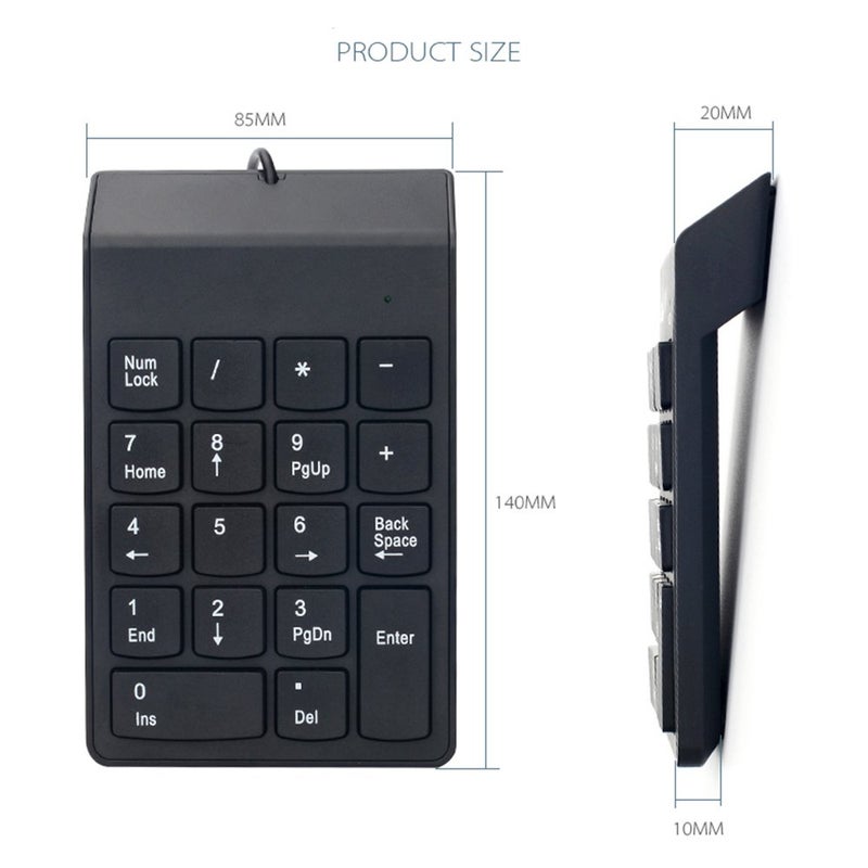 Kadaon Numeric Keypad,USB Keypad, USB 18 Key Number Numeric Keypad Keyboard for Laptop/Notebook PC Computer - Image 5